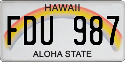 HI license plate FDU987