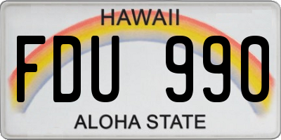 HI license plate FDU990