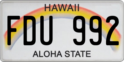 HI license plate FDU992