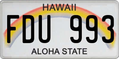 HI license plate FDU993