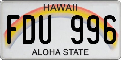 HI license plate FDU996