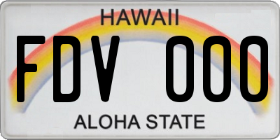 HI license plate FDV000