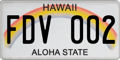 HI license plate FDV002