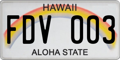 HI license plate FDV003