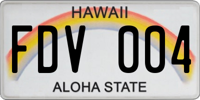 HI license plate FDV004