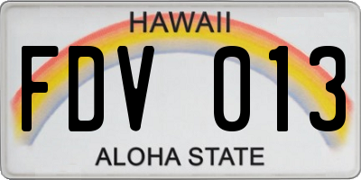 HI license plate FDV013