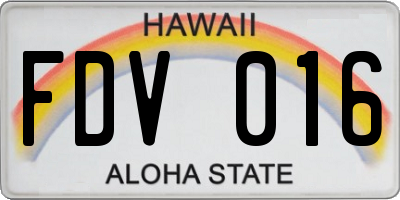 HI license plate FDV016