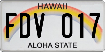 HI license plate FDV017
