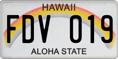 HI license plate FDV019