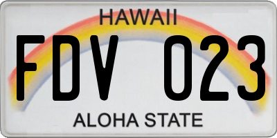 HI license plate FDV023