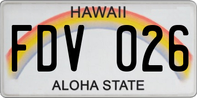 HI license plate FDV026