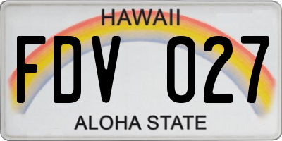 HI license plate FDV027