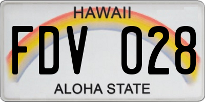 HI license plate FDV028