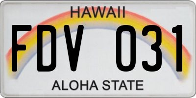 HI license plate FDV031