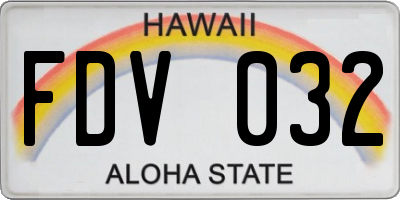 HI license plate FDV032