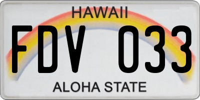 HI license plate FDV033