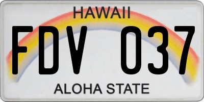 HI license plate FDV037