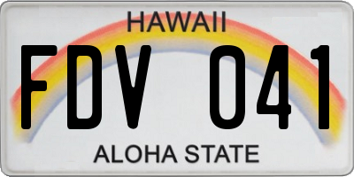 HI license plate FDV041