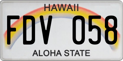 HI license plate FDV058