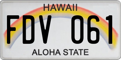 HI license plate FDV061