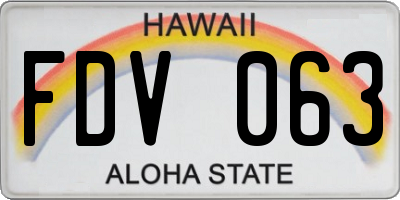HI license plate FDV063