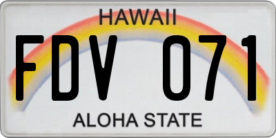 HI license plate FDV071