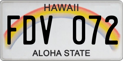 HI license plate FDV072