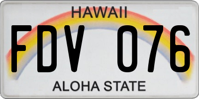 HI license plate FDV076