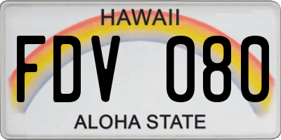 HI license plate FDV080