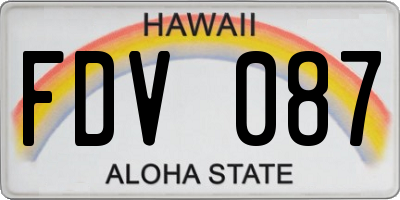 HI license plate FDV087