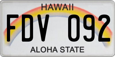 HI license plate FDV092