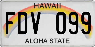 HI license plate FDV099