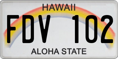 HI license plate FDV102