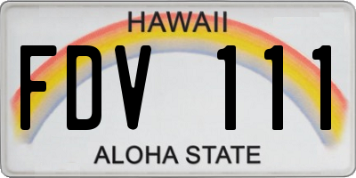 HI license plate FDV111