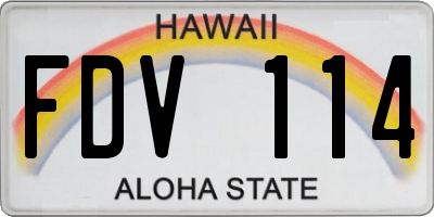 HI license plate FDV114