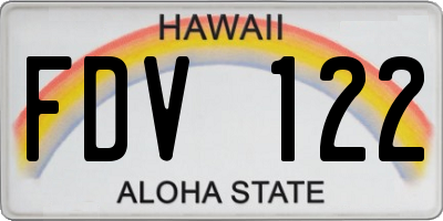 HI license plate FDV122