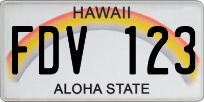 HI license plate FDV123