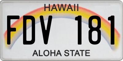 HI license plate FDV181