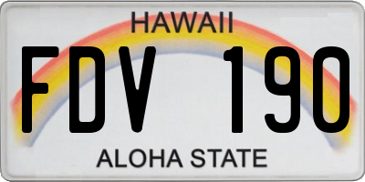 HI license plate FDV190