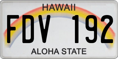 HI license plate FDV192