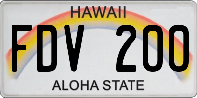 HI license plate FDV200