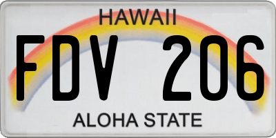 HI license plate FDV206