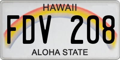 HI license plate FDV208