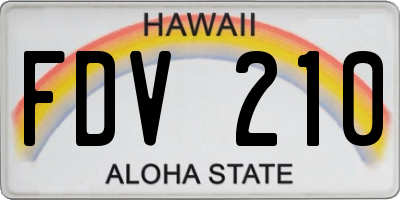 HI license plate FDV210
