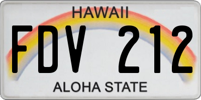 HI license plate FDV212