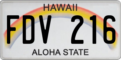HI license plate FDV216
