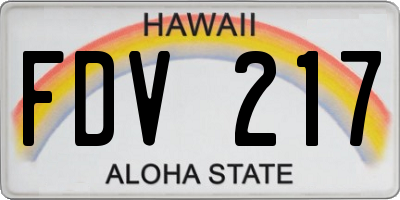 HI license plate FDV217