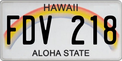 HI license plate FDV218