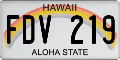 HI license plate FDV219