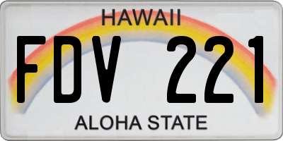 HI license plate FDV221